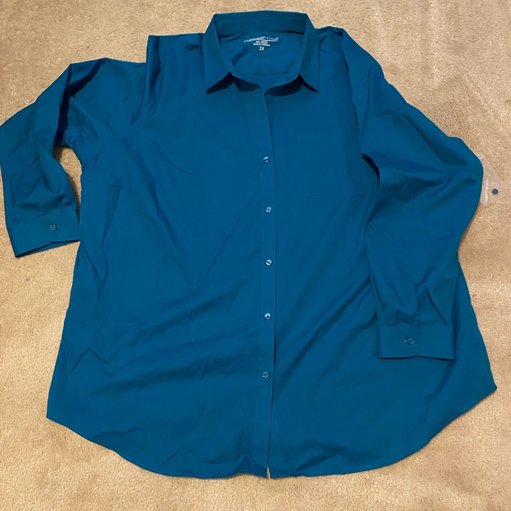 Coldwater Creek Women’s No-Iron Teal Button Down